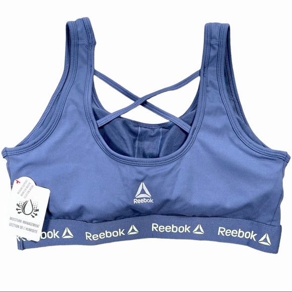 Reebok size large blue indigo medium impact sports bra with removable cups NWT - Picture 7 of 10